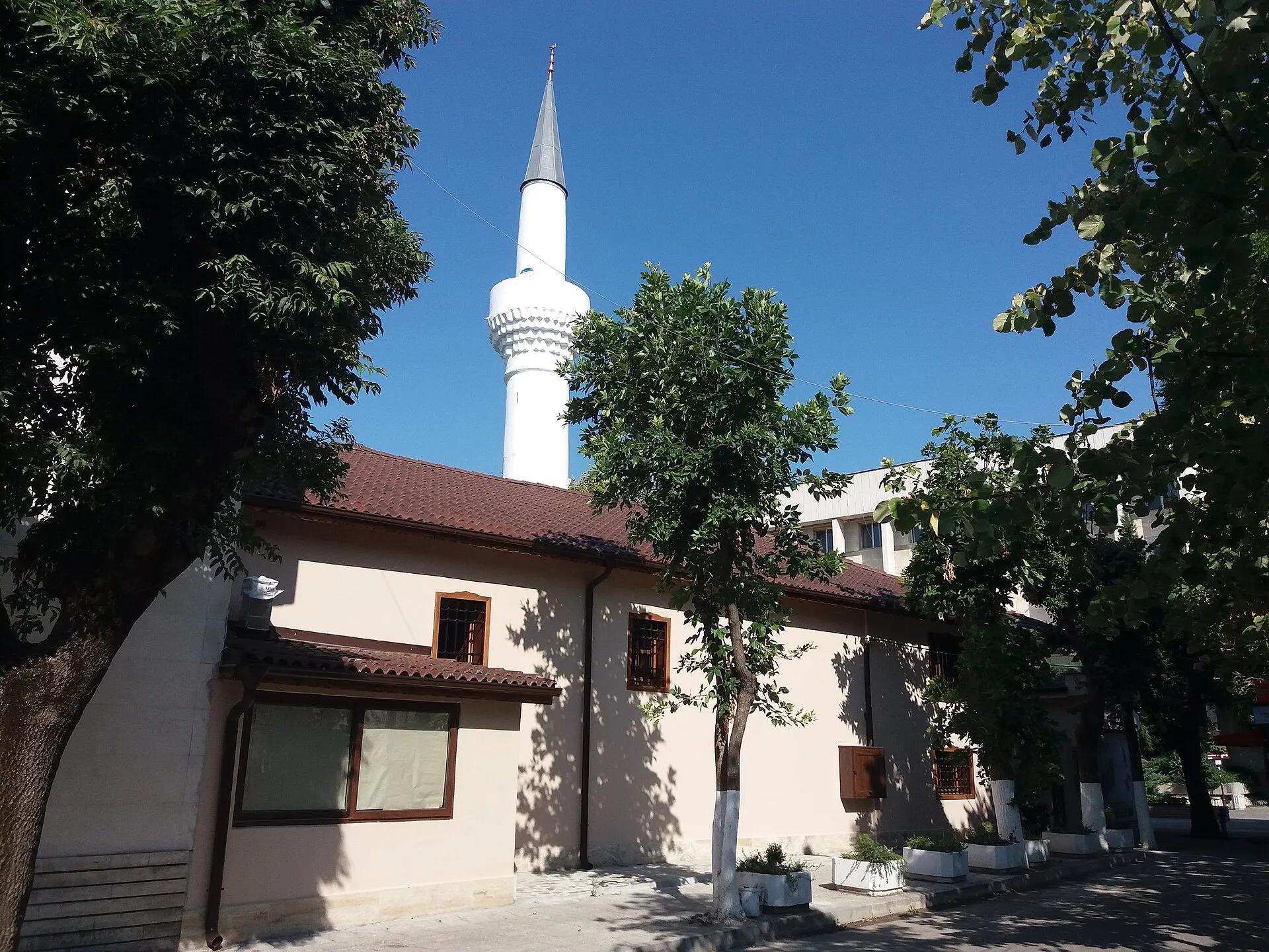 Сградата на джамията между дърветата